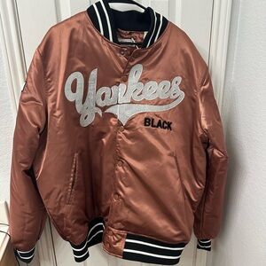 Black Yankees Satin Copper Varsity Jacket